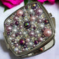 Compact Mirror Pearl Rhinestone Pink and Purple Bling Pocket Mirror Gift for Her Pearl Bling Mirror for Home Office Compact Gift - Rhyann Catherine Designs